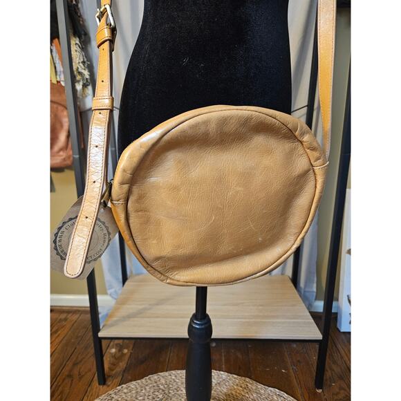 Hobo Genuine Leather Camel Round Crossbody Bag - Picture 1 of 7